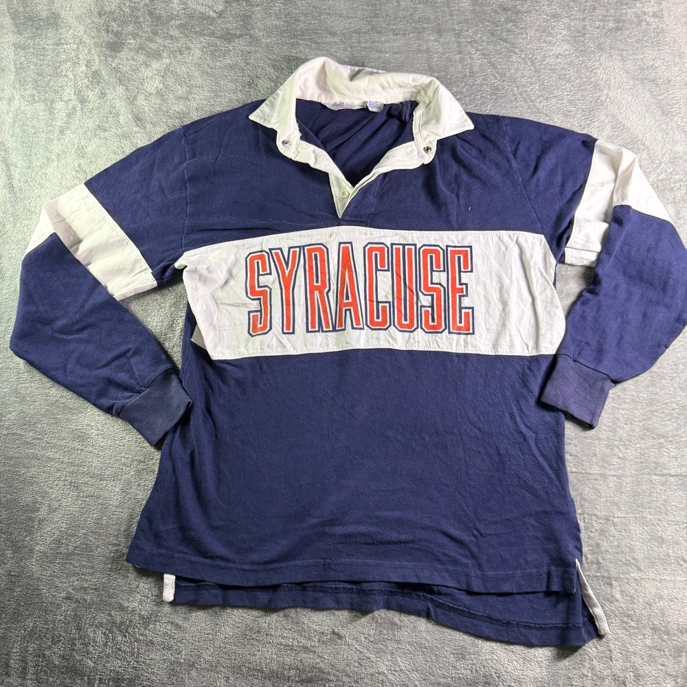 Vintage Syracuse University Rugby Shirt Mens Medium Navy Blue